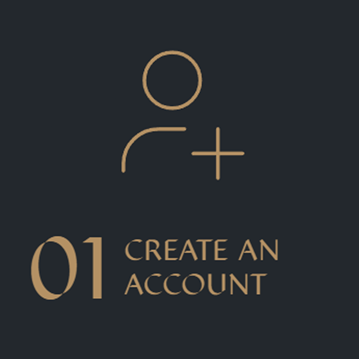 A sign that says create an account on it