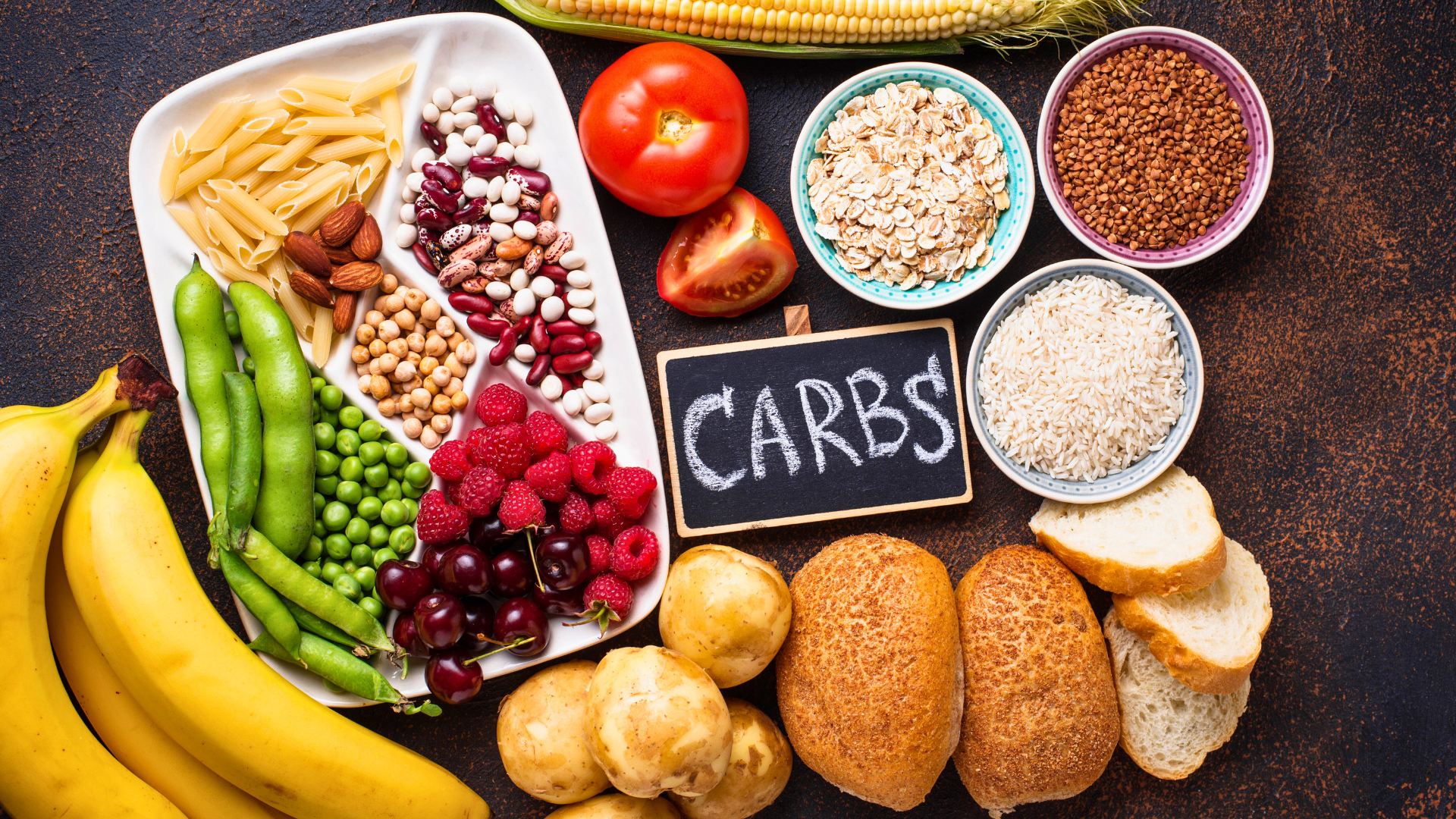 There are many different types of carbs in this picture.