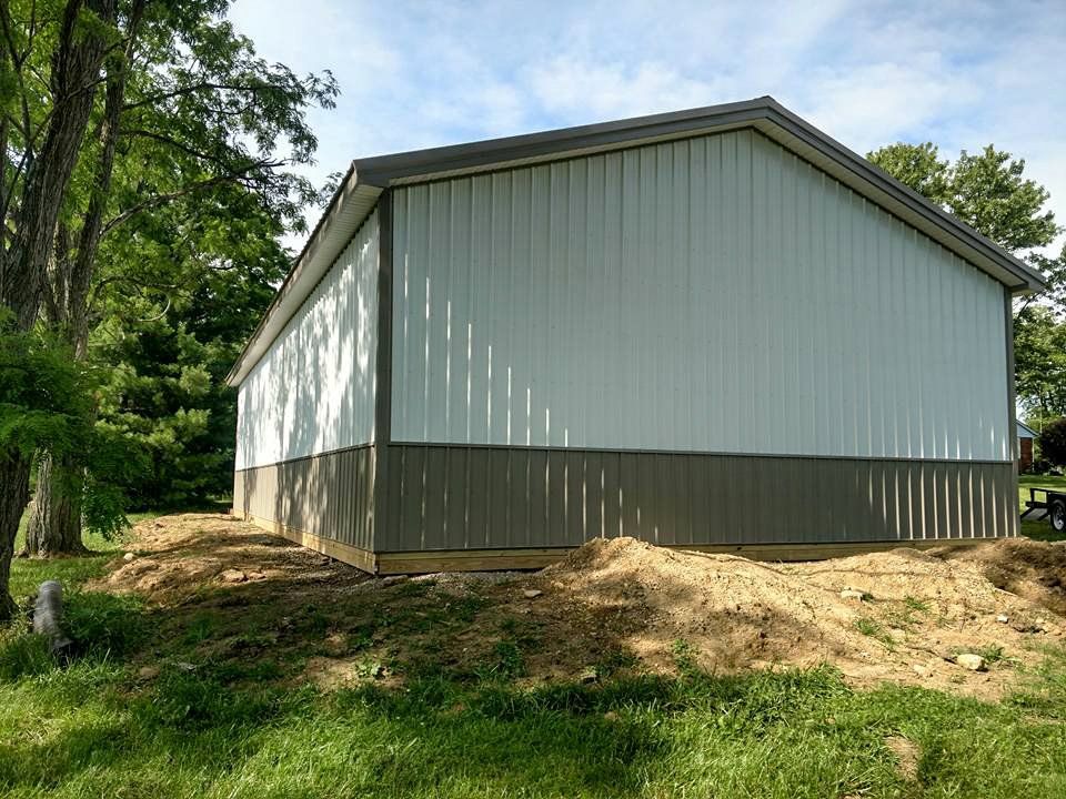 back of metal framed shed