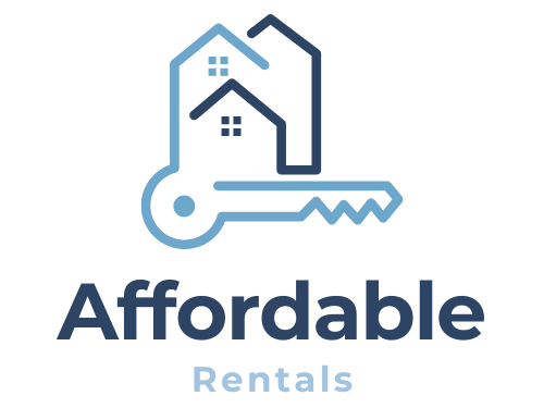 The logo for affordable rentals shows a house and a key.