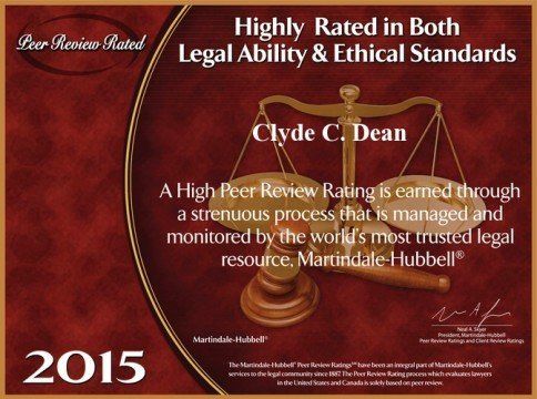 2015 Highly Rated in Both Legal Ability and Ethical Standards — Orangeburg, SC — Dean Law Firm