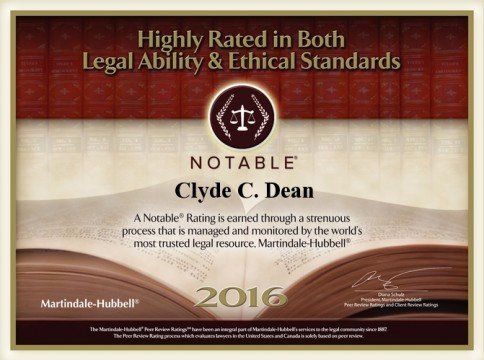 2016 Highly Rated in Both Legal Ability and Ethical Standards — Orangeburg, SC — Dean Law Firm