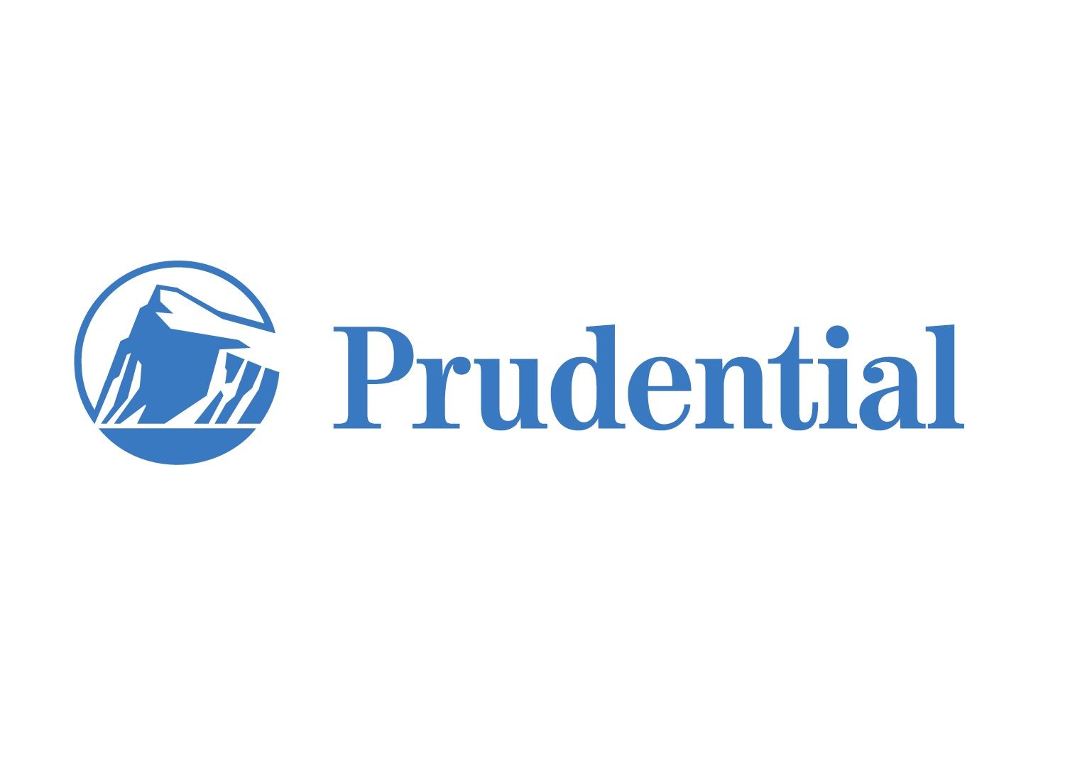 Prudential logo: A blue mountain scene inside a blue circle, with the word 