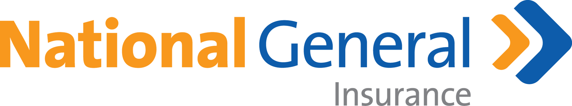 National General Insurance logo with orange and blue text, with a blue right-pointing arrow.