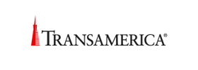 Transamerica logo: Red tower graphic to the left of the company name in black text.