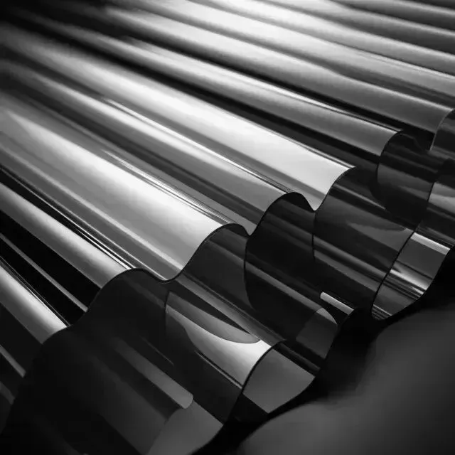 Window Tinting Service - A black and white photo of a row of metal pipes stacked on top of each other.