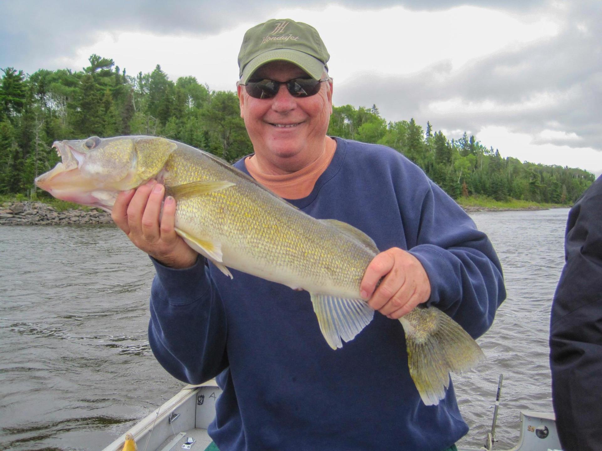 Walleye fish caught by guest at Oak Lake Lodge.