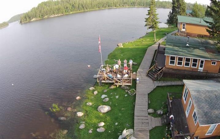 Aerial view of the fly-in fishing lodge.