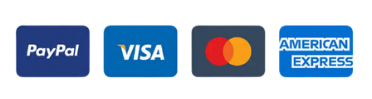 Paypal visa and american express logos on a white background