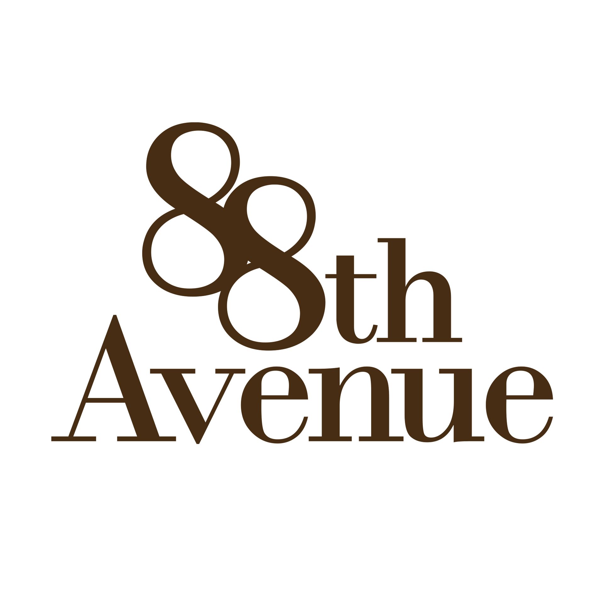 A logo for 88th avenue on a white background