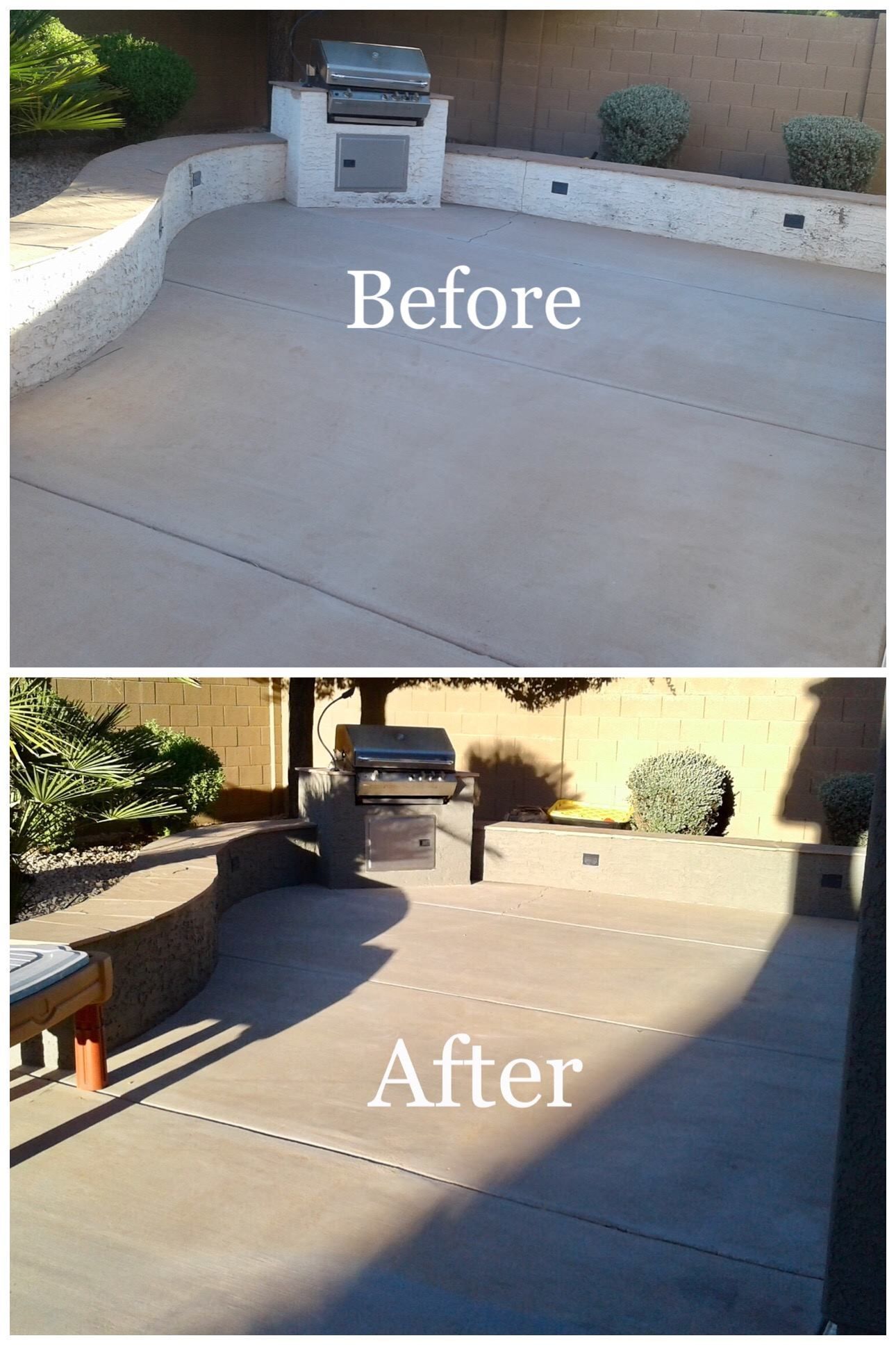 Comparison of a concrete patio 