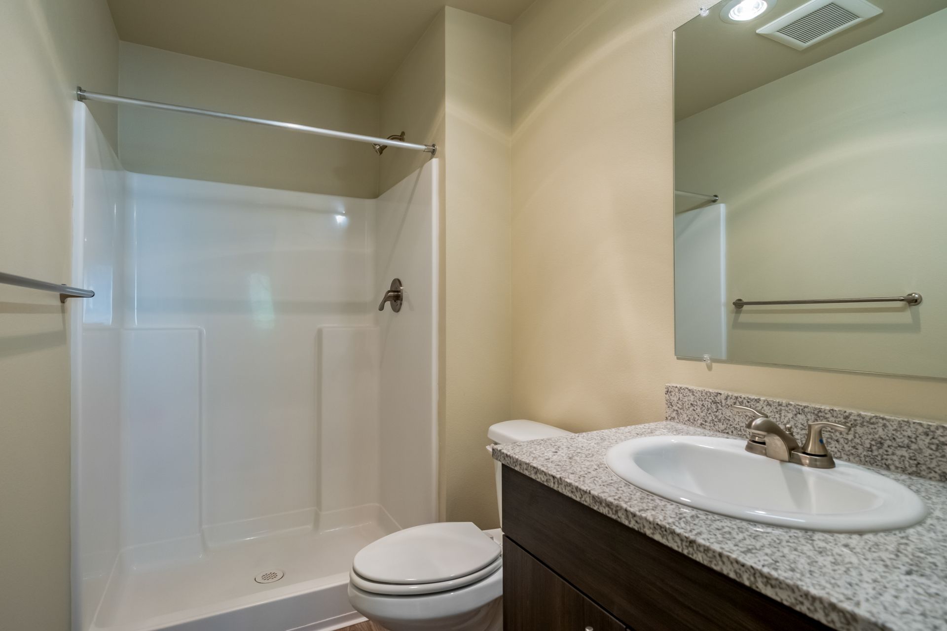 Harmona Heights Apartment community in South Salem Oregon, two-bedroom two-bathroom – master bathroom.