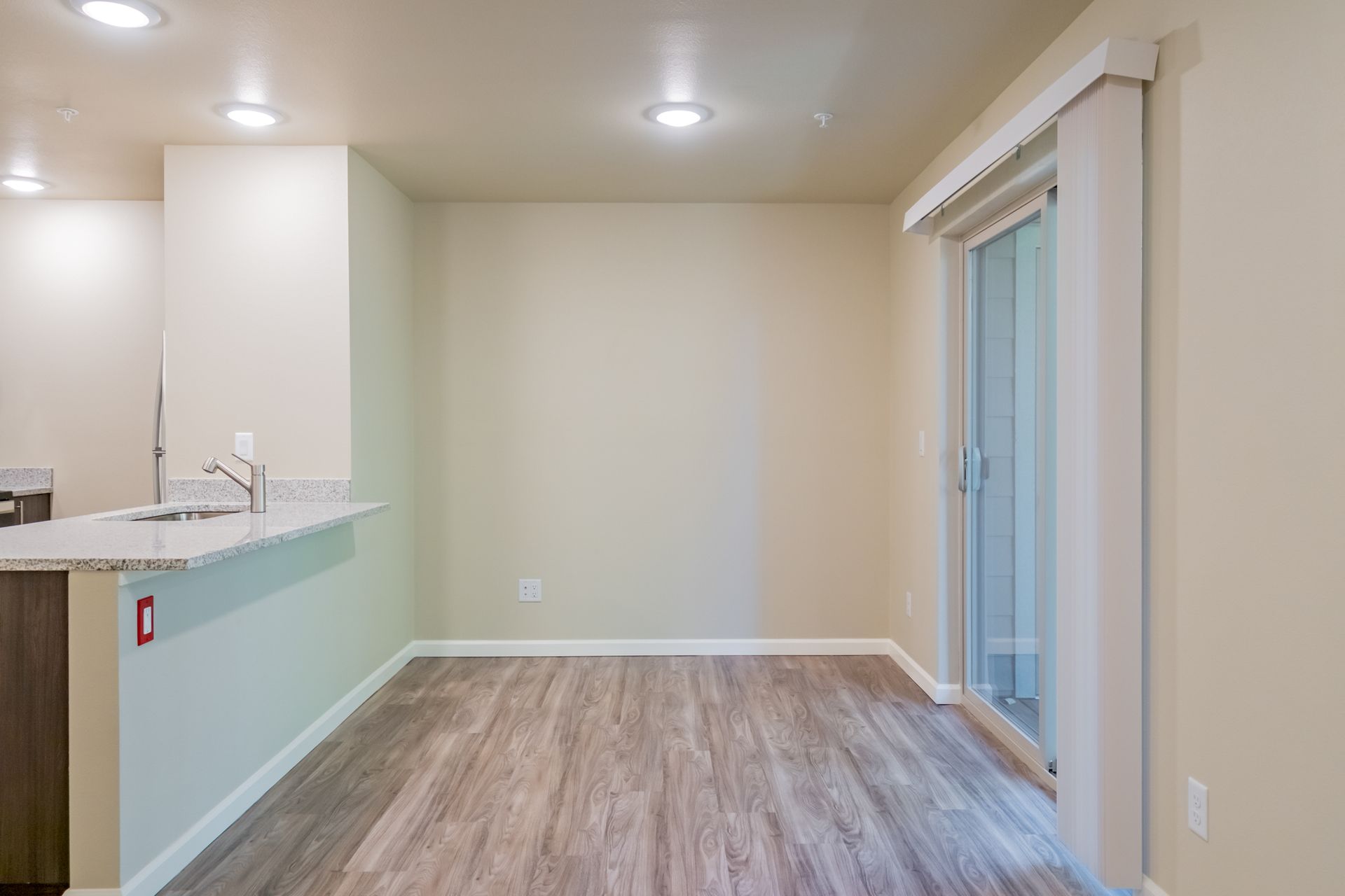 Harmona Heights Apartment community in South Salem Oregon, one-bedroom one-bathroom – living room.