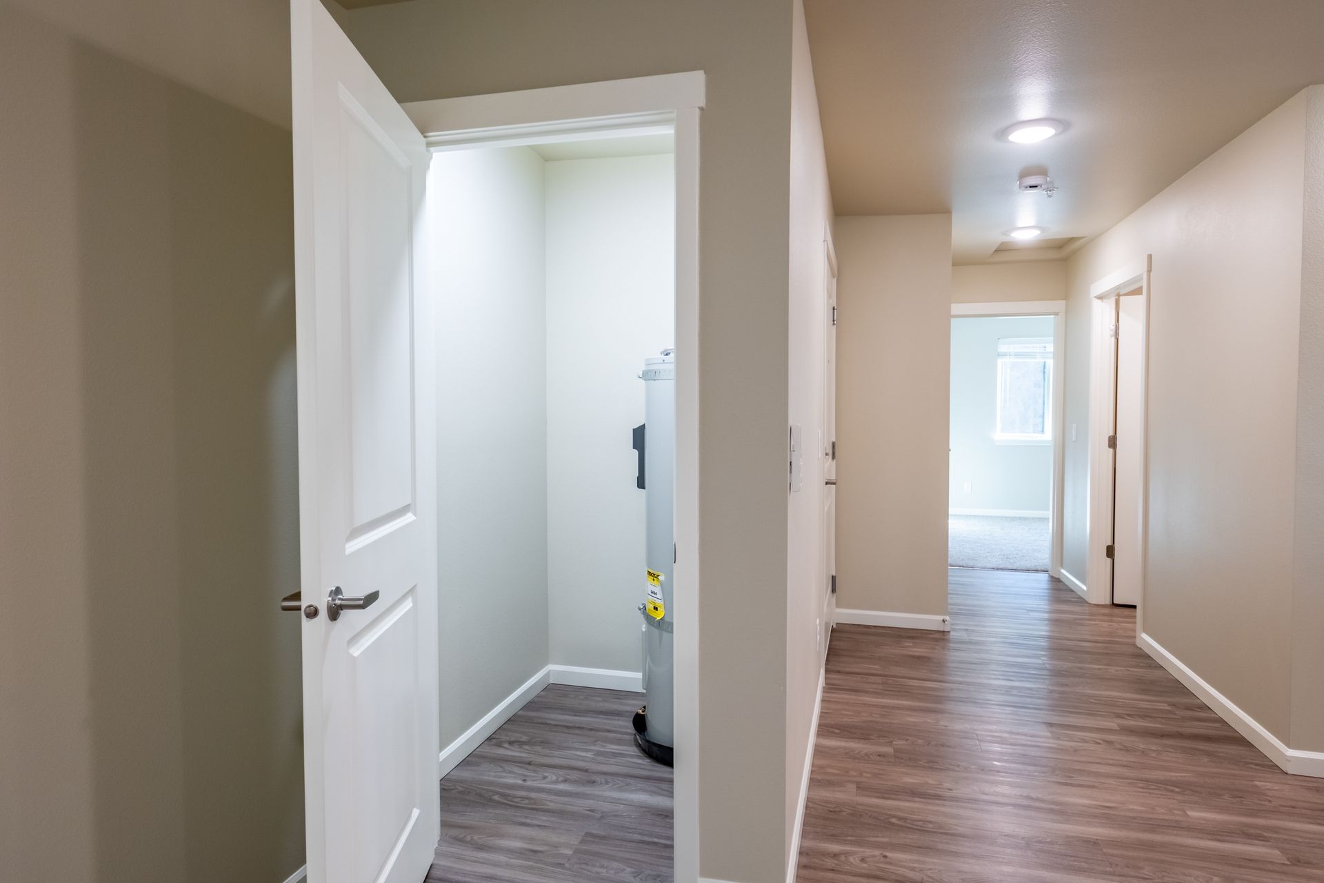 Harmona Heights Apartment community in South Salem Oregon, one-bedroom one-bathroom – coat closet.