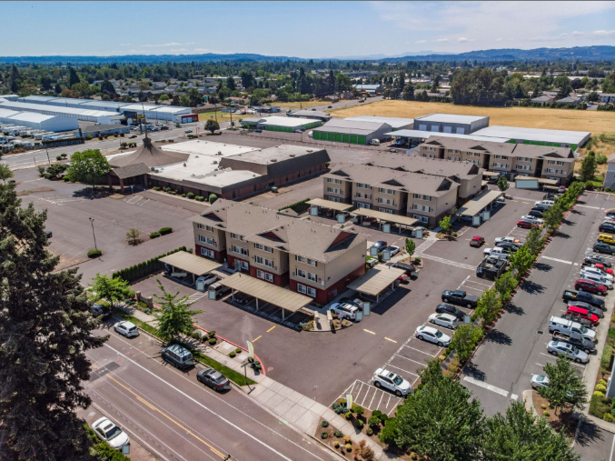 Newcastle Place Apartments in Salem Oregon, Near Chemeketa Community College -wide aerial view.