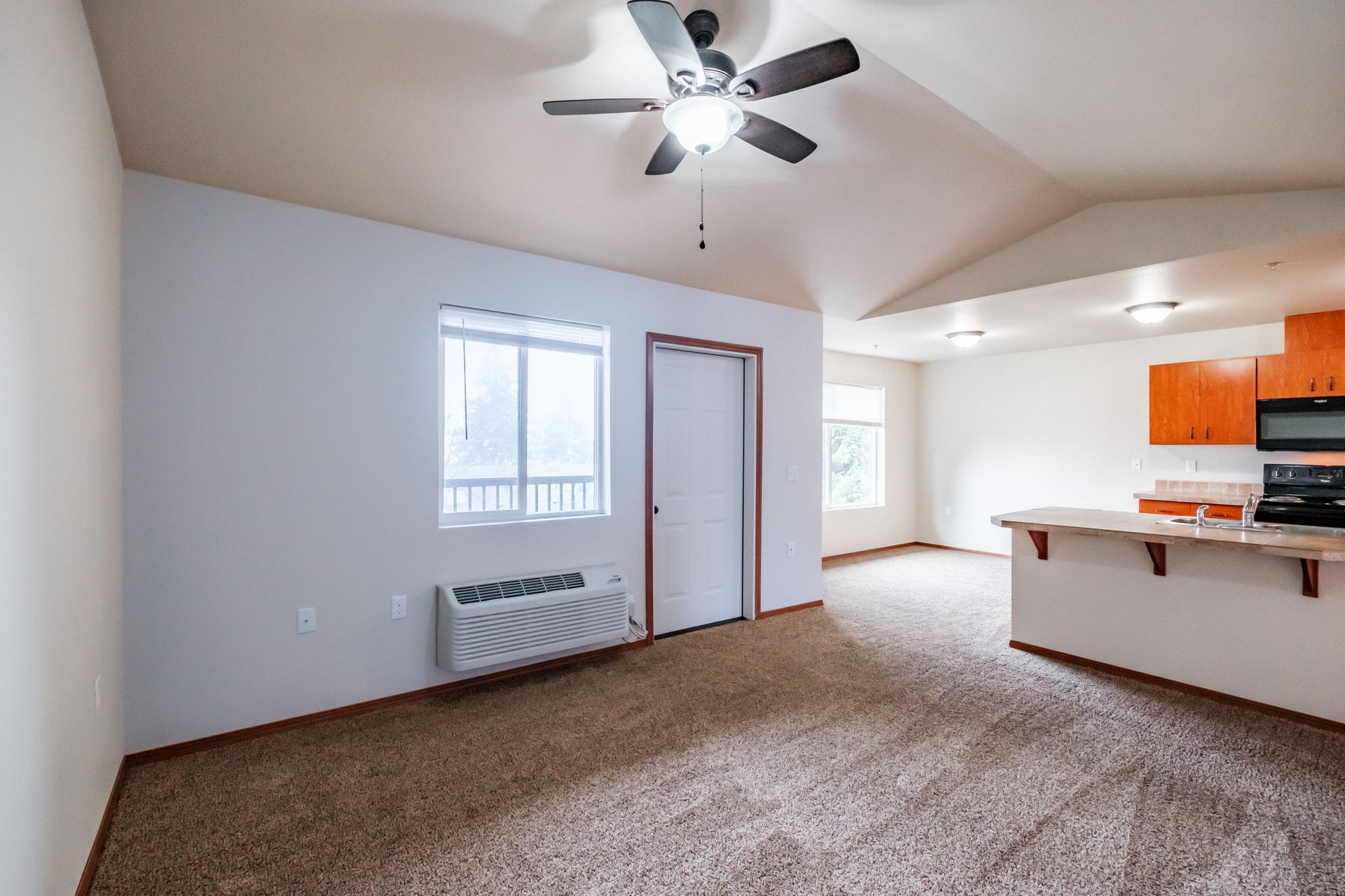 Aspen Place Apartments in Lebanon OR, near Western University of Health Sciences, two-bed two-bath – living room.