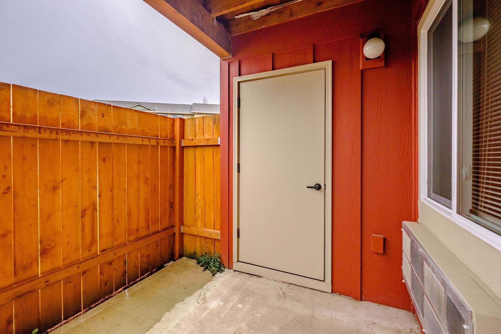 Lafayette Place Apartments in McMinnville, Oregon, near Linfield University – one-bedroom one-bath – patio storage closet.