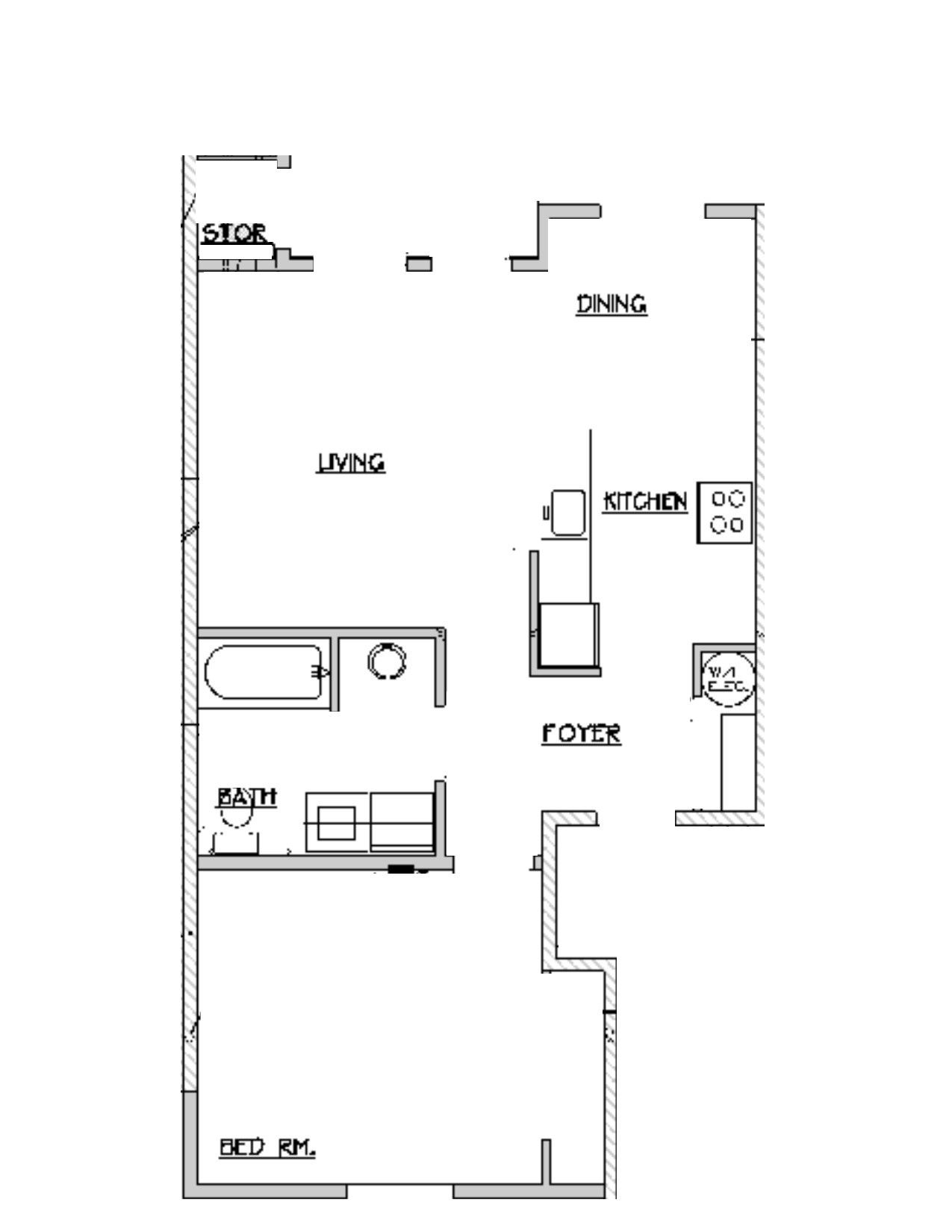 Hickory Hollow Apartments in North Albany OR, one-bedroom one-bathroom – apartments home layout.