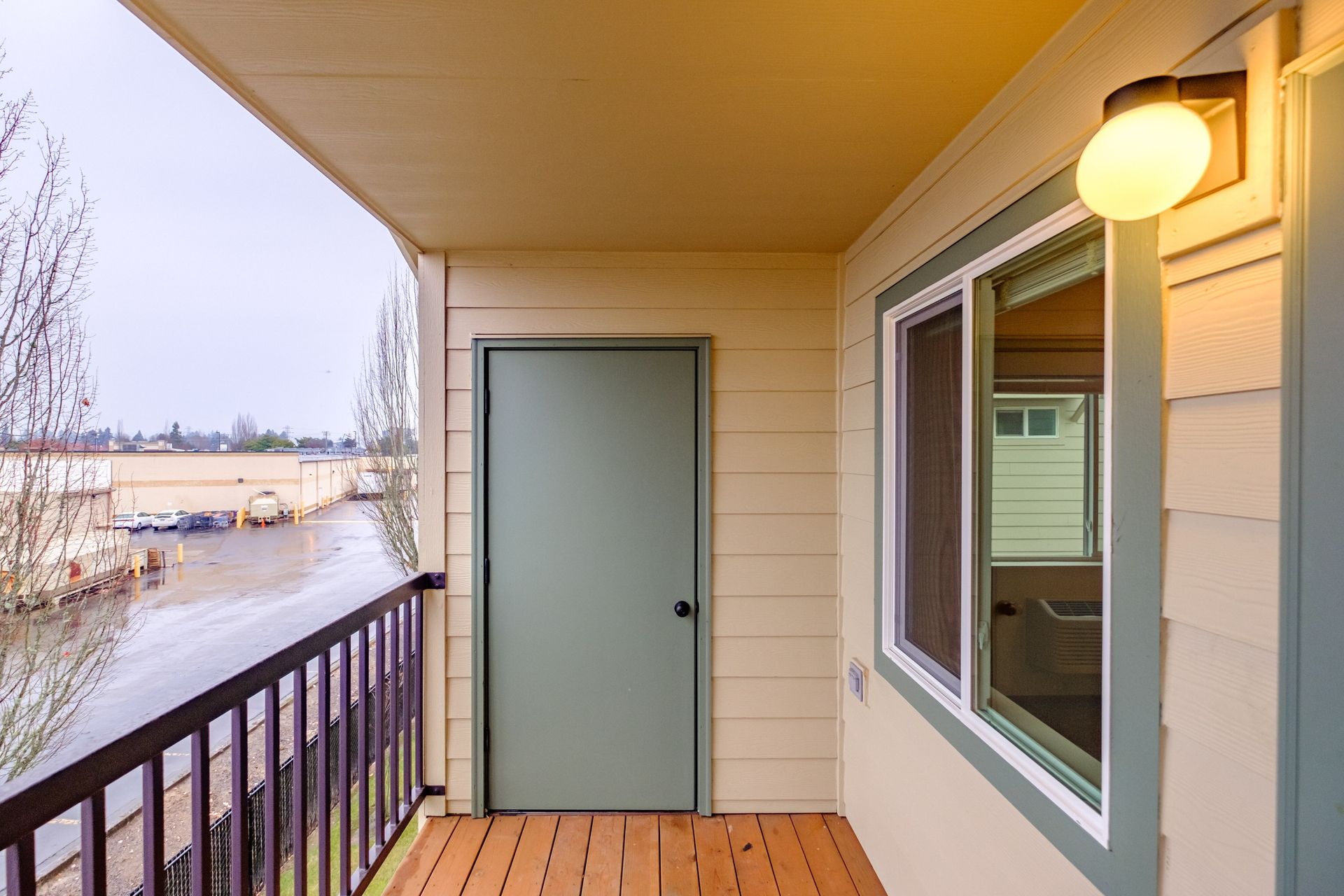 Lafayette Place Apartments in McMinnville, Oregon, near Linfield University – two-bedroom two-bath – balcony storage closet.