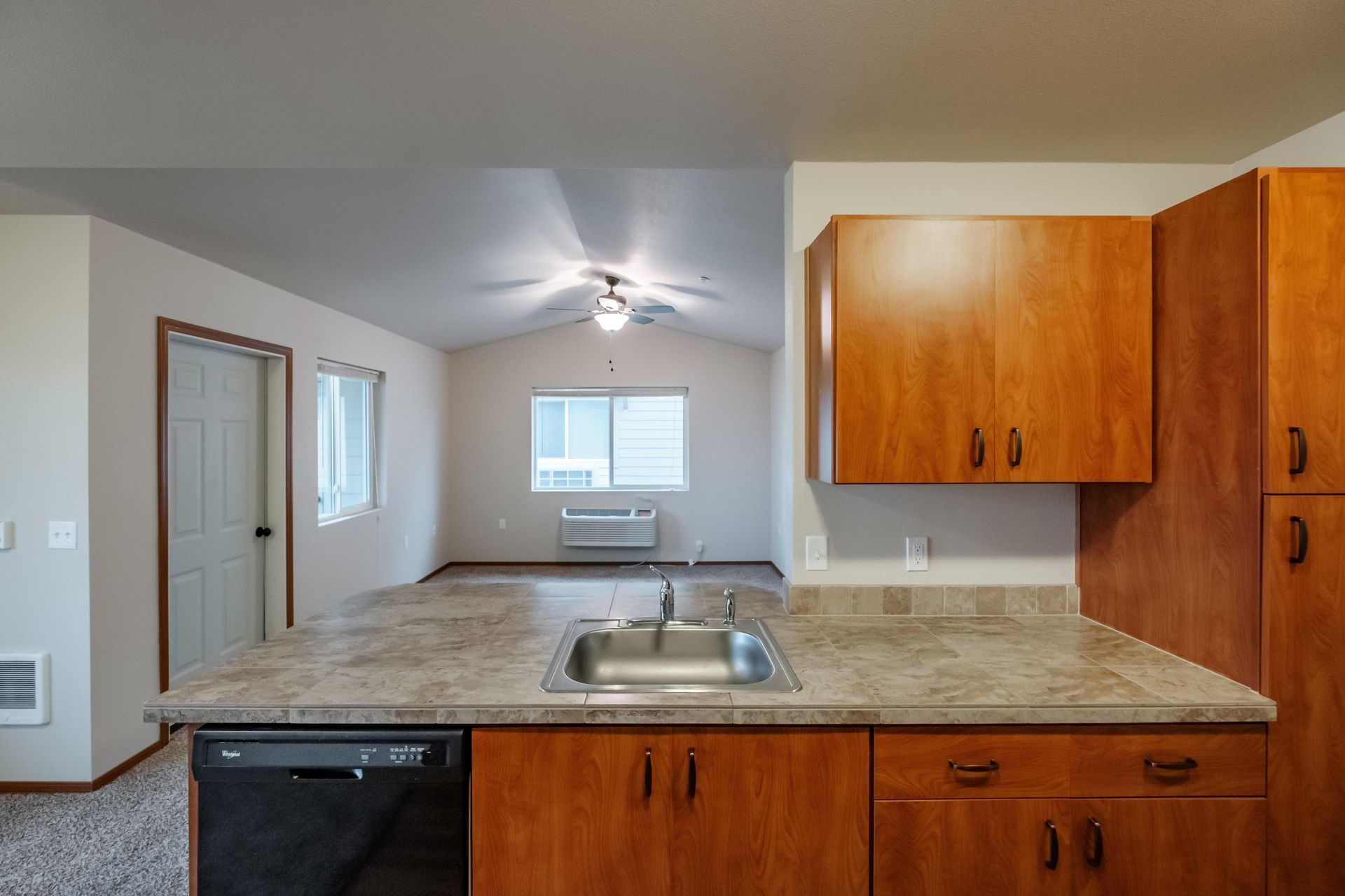 Lafayette Place Apartments in McMinnville, Oregon, near Linfield University – two-bedroom two-bath –kitchen, dishwasher, sink