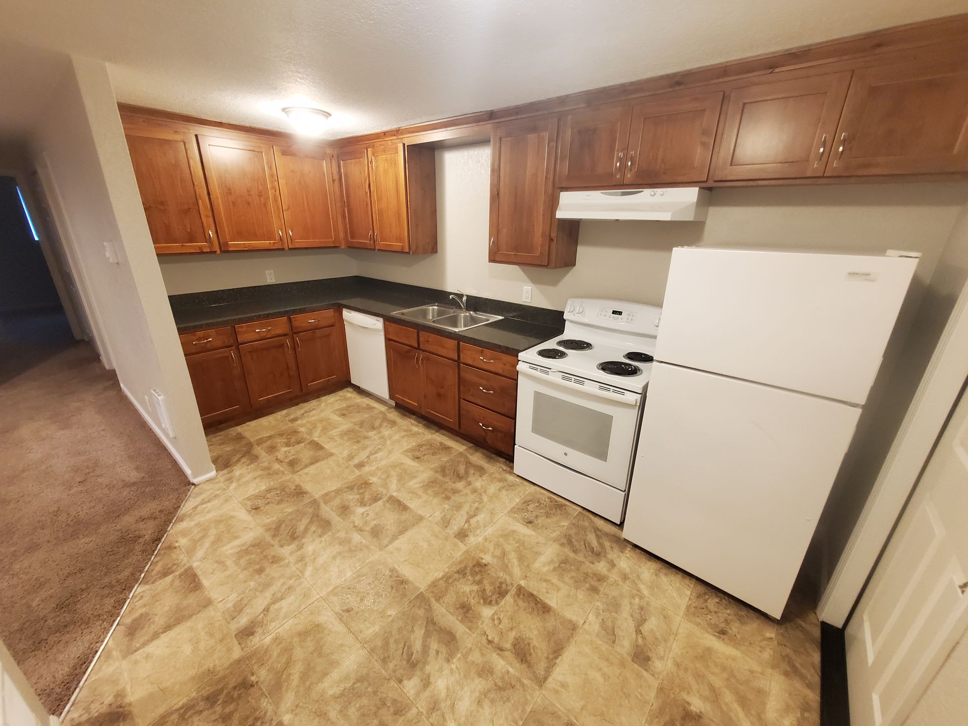 Jackson Duplexes in Albany Oregon – two bedroom one-bathroom – kitchen. 