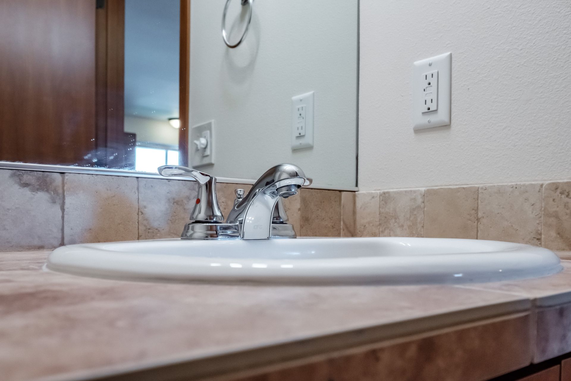 Newcastle Place Apartments in Salem, OR Near Chemeketa Community College, two-bedroom, two-bath – bathroom sink.