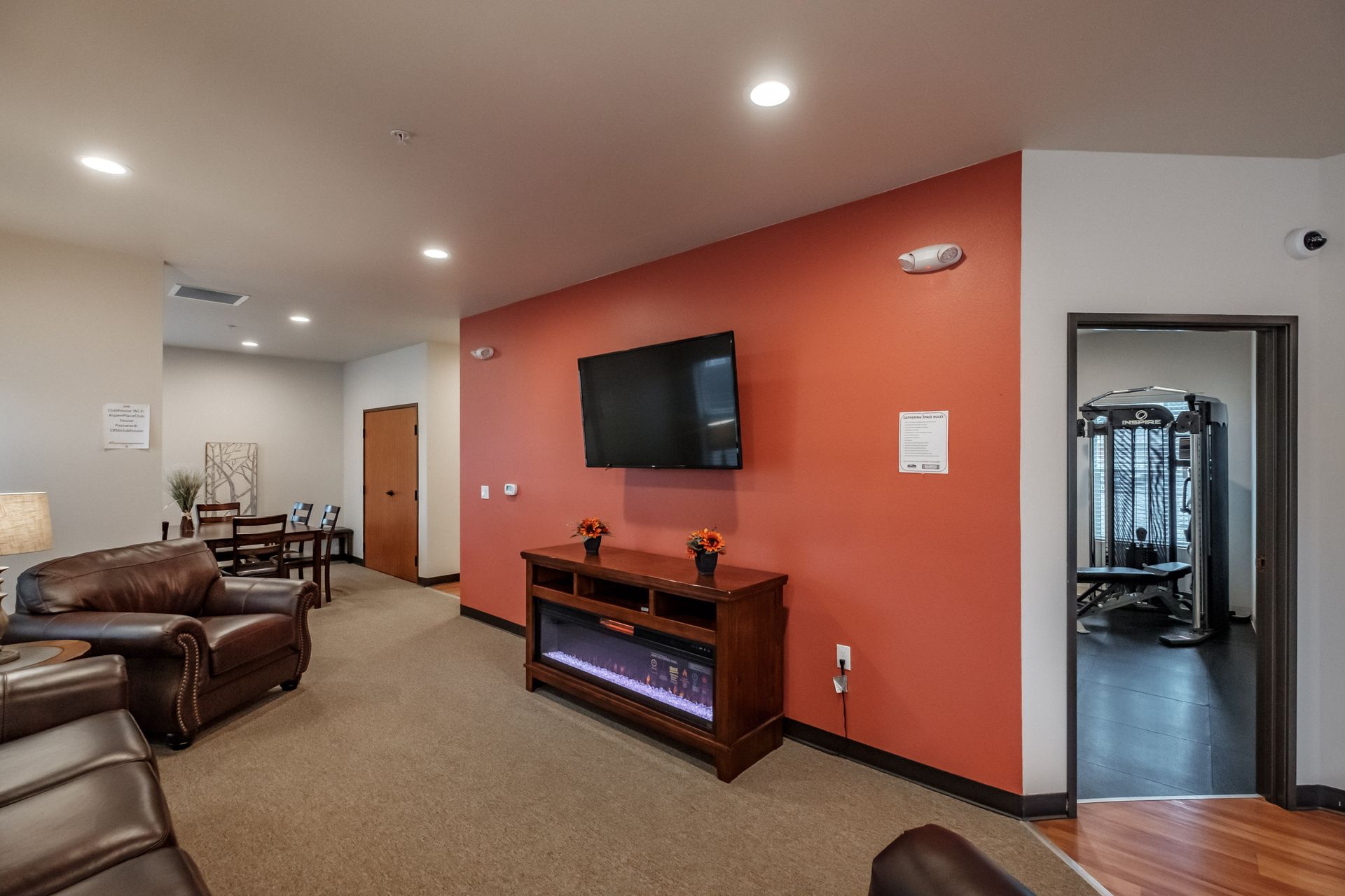 Aspen Place Apartments in Lebanon Oregon, near Western University of Health Sciences – clubhouse interior tv room.