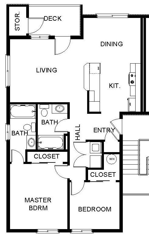 Aspen Place Apartments in Lebanon OR, near Western University of Health Sciences, two-bed two-bath – floorplan.
