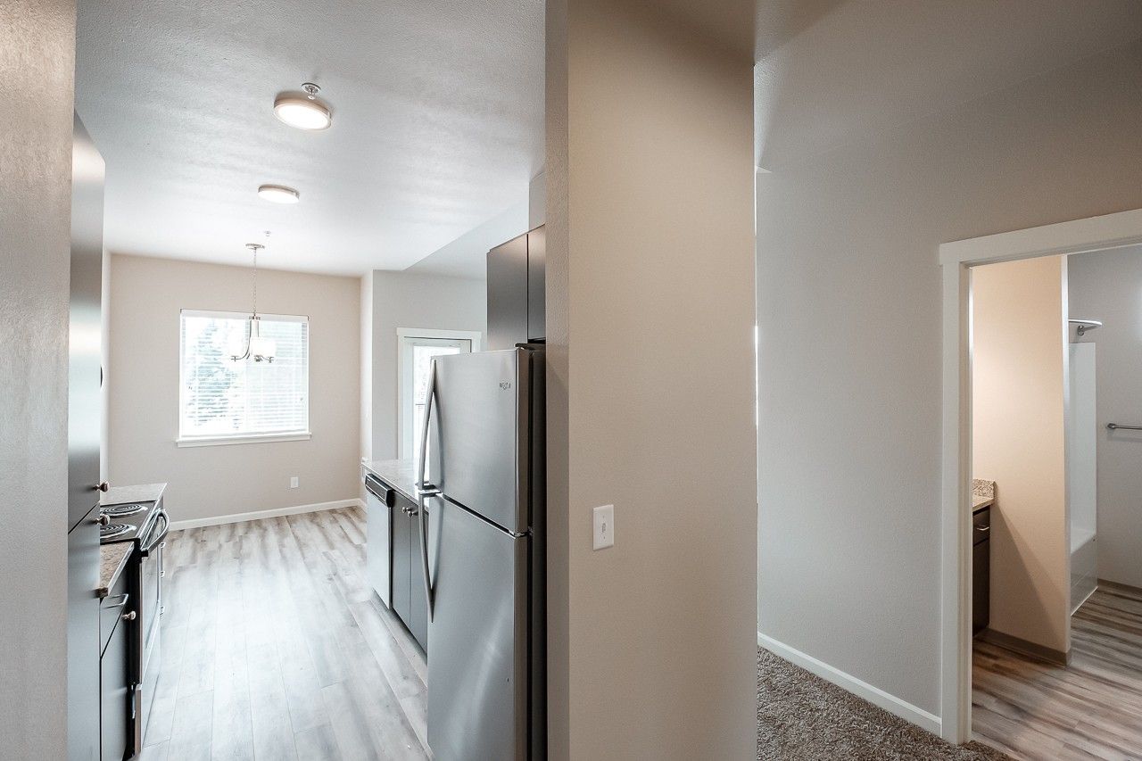 Hickory Hollow Apartments in North Albany OR, one-bedroom one-bathroom – entryway, kitchen.