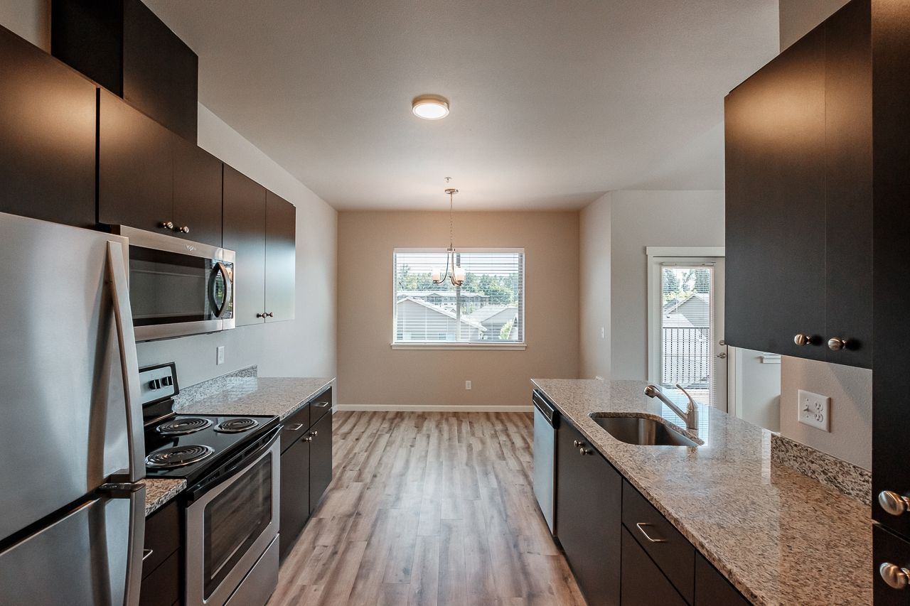 Hickory Hollow Apartments in North Albany OR, one-bedroom one-bathroom – kitchen and living room window.