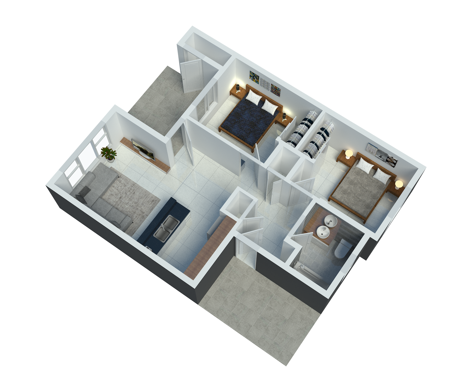 Pleasant View Apartments in Keizer Oregon, two-bedroom two-bathroom – layout.