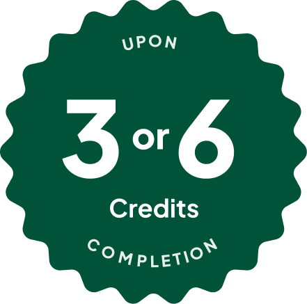 Blue badge with text: 