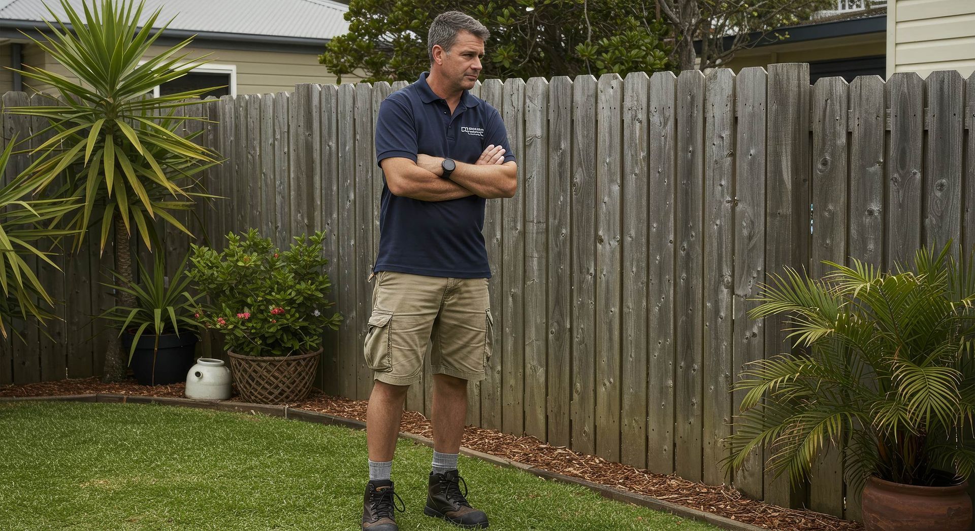 Handyman Inspecting Fence In Blacks Beach