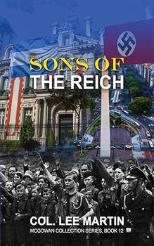 Book cover: Nazi flag, Argentinian flag, crowd saluting, city scene. 