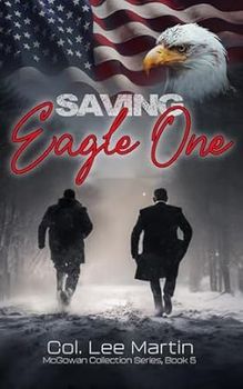 Two men are walking down a snowy road in front of an american flag.