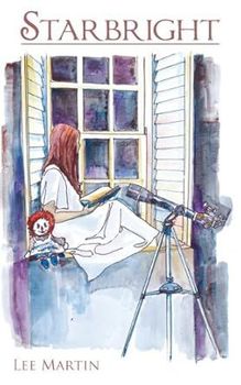 A watercolor painting of a woman sitting in a window next to a telescope.