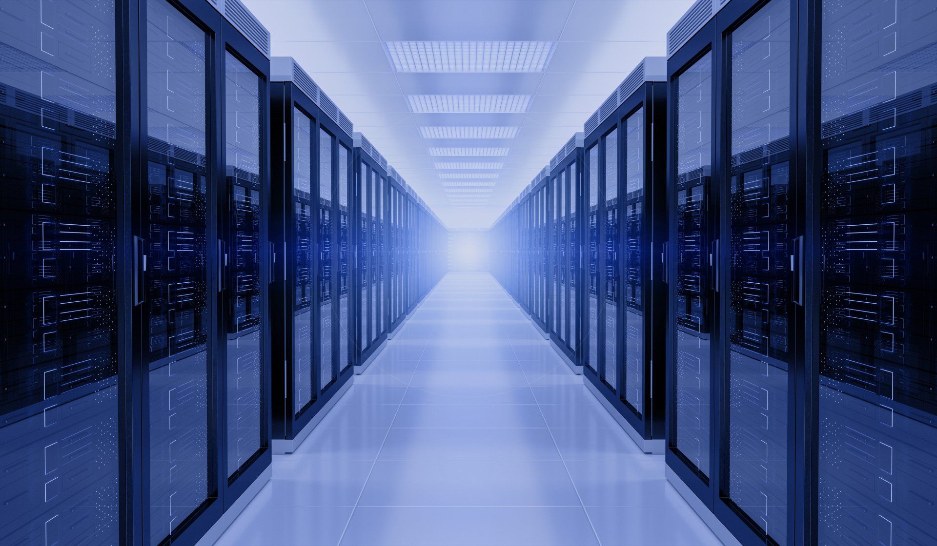 long hallway filled with server farm on premises private cloud computing
