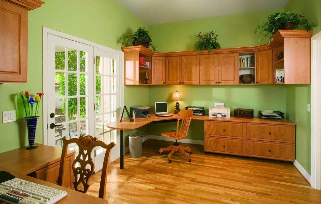 Candlelight Color Custom Home Office Cabinets