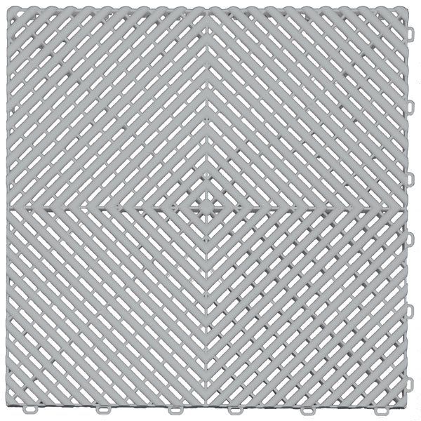 A close up of a gray tile with a diamond pattern on a white background.