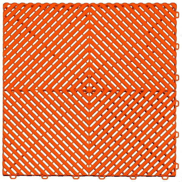 An orange plastic tile with a diamond pattern on it.