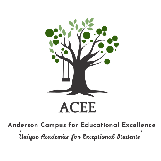 ACEE logo: a tree with green leaves, swing, and text 