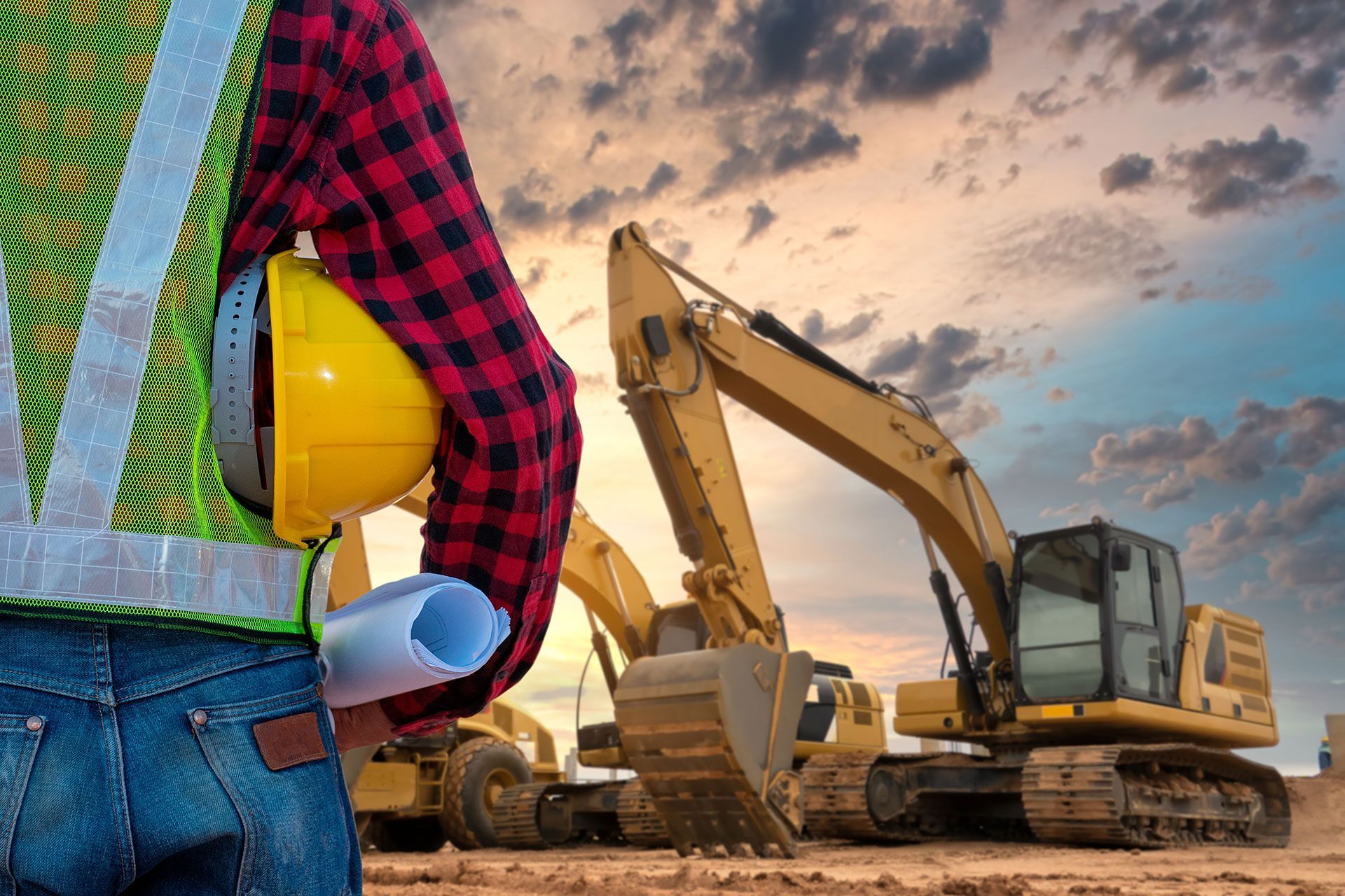 Construction engineer at construction site