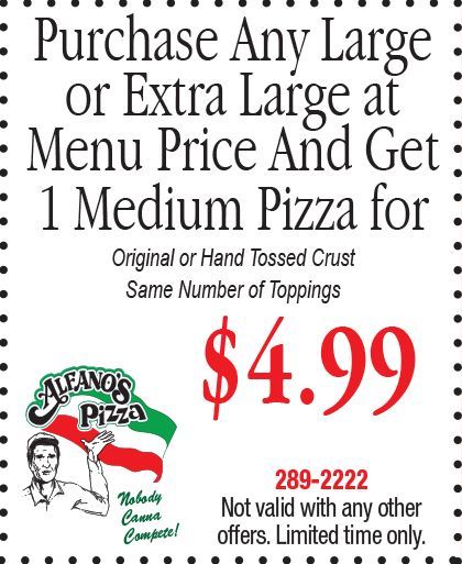 Purchase Any Large or Extra Large — Knoxville, IL — Pete Alfano's Pizzeria