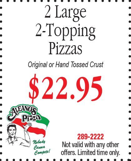 2 Large 2 Topping Pizzas — Knoxville, IL — Pete Alfano's Pizzeria