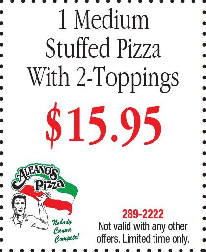 1 Medium Stuffed Pizza with 2 Toppings — Knoxville, IL — Pete Alfano's Pizzeria