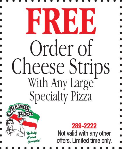 Free Order of Cheese Strips — Knoxville, IL — Pete Alfano's Pizzeria