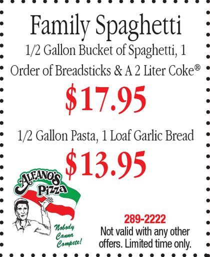 Family Spaghetti — Knoxville, IL — Pete Alfano's Pizzeria