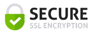 Green shield checkmark with “SECURE SSL ENCRYPTION” text icon