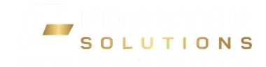 Gold &ldquo;SOLUTIONS&rdquo; logo on a white background
