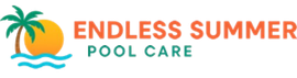 Logo with a palm tree, sun, and waves. "Endless Summer Pool Care" in orange and green.